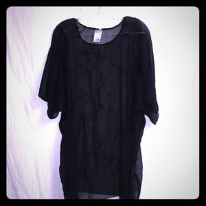 AZTECA SHEER EMBROIDERED BLACK COVERUP